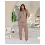 BLACK! Medium Womens Fleece-Lined Sweat Suit 2-Piece Joggers & Half-Zip