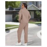 BLACK! Medium Womens Fleece-Lined Sweat Suit 2-Piece Joggers & Half-Zip