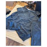 BLACK! Medium Womens Fleece-Lined Sweat Suit 2-Piece Joggers & Half-Zip