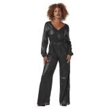 K. Jordan Metallic Wide-Leg Jumpsuit Size XL