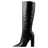$98 Size 9 LeaHy Womens High Heel Boots PU Leather Side Zip Thigh High