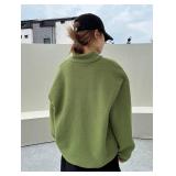 Lime Green Patched Half Zip Fleece Sweatshirt Size Medium