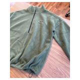 Lime Green Patched Half Zip Fleece Sweatshirt Size Medium