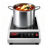 Induction Cooktop Commercial 1800W, Portable Countertop Burner with 8\" Fast Heating Coil, 11 Temp/Power Levels, 24H Timer Stainless Steel Electric Stove for for RV Home Kitchen TESTED  - Retail: $160