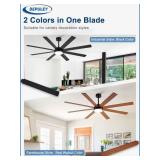Depuley 66\" Ceiling Fans with Lights: Black Indoor/Outdoor Ceiling Fan for Patios Living Room - 8 Blades Dimmable Large Ceiling Fans with Remote APP Control Timer Reversible Quiet DC Motor 6 Speeds -