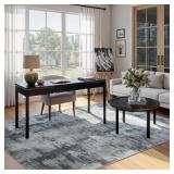 CRYPTOLITE Abstract Area Rug Washable Rug with Non-Slip Backing Low Pile Area Rugs for Living Room, Bedroom, Dining Room,9x12, Grey - Retail: $99
