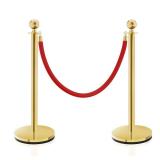 Gold Stanchions, Red Carpet Ropes and Poles, Stainless Steel Barriers for Party, Museums, Wedding, Easy Connect Assembly, 2PCS - Retail: $53