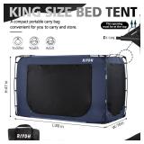 RIYDH Bed Tent - Rectangular King Size - 93% Blackout - 3 Doors - Breathable - Adult & Kids - Indoor Sleeping, Reading, Playing - Retail: $120