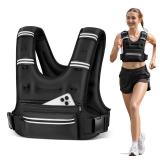 Mieakvool Weighted Vests for Women Men, 8 12 16 20 lb Weighted Vest with Storage Pockets, Rucking Vest with Reflective Stripe, Adjustable Straps Weight Vest for Running, Walking, Workout, Training - R