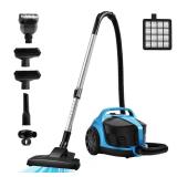 Canister Vacuums 45Kpa 1600W Canister Vacuum Cleaners for Home Double HEPA Filter 4.5Qt Bagless Vacuum Cleaner Lightweight Canister Vacuum Cleaner for Hard Floors Carpet Pet Upholstery Tiles Car Blue 