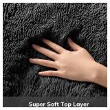 Ophanie Area Rugs 9x12 Living Room, Large Black Bedroom Carpet, Big Shag Indoor Thick Soft Nursery Rug, Fluffy Carpets for Boy and Girls Room Dorm Home Decor Aesthetic - Retail: $125