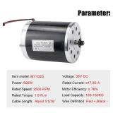 36V Brushed Electric Motor Kit 2500RPM High Speed Brush DC Motor Controller 500W Electric Bike Scooter Motor with Brushed Controller for Dirt Bike Crazy Cart Mini Motorcycle Upgrade and Conversion - R