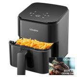 DOMEM 3 Qt Compact Air Fryer with Non-Stick Basket and Rack, User Friendly Simple Touchscreen, Cook in Simple Steps, Low-Oil Cooking Small Air Fryer, Space Saving Cooker - Retail: $40