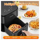 DOMEM 3 Qt Compact Air Fryer with Non-Stick Basket and Rack, User Friendly Simple Touchscreen, Cook in Simple Steps, Low-Oil Cooking Small Air Fryer, Space Saving Cooker - Retail: $40