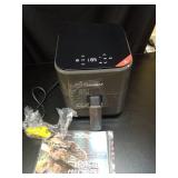 DOMEM 3 Qt Compact Air Fryer with Non-Stick Basket and Rack, User Friendly Simple Touchscreen, Cook in Simple Steps, Low-Oil Cooking Small Air Fryer, Space Saving Cooker - Retail: $40