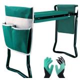 Garden Kneeler and Seat,with 2 Tool Bags Pouches and Claw Gloves,Portable Lightweight Bench Thicken EVA Foam Pad Sturdy Steel Pipe Practical Garden Tools(Green) - Retail: $25