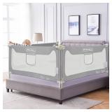 FAMILL Bed Rail for Toddlers with U-Shaped Base, Toddler Bed Rails Baby Guard for King/Twin/Full Size, Grey, 1 Piece, 74.8\" - Retail: $53