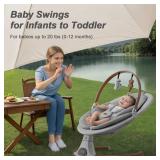 Baby Swings for Infants, Monamii Baby Swing, Bluetooth Infant Swing with Music Speaker, 5 Speeds and Remote Control, Indoor & Outdoor Use (Light Grey) - Retail: $150