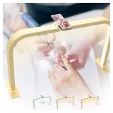 zyiesrsq Half Moon Nail Desk Lamp, 45W LED Nail Tech Desk Light with Phone Holder, Half Moon Nail Light 3000-6000K Adjustable Brightness, Nail Table Arch Lamp, for Manicure Lash Eyelas (Gold), YY111 -