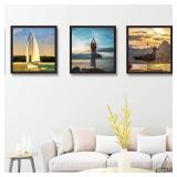 VITOIVE 20x20 Frame Black With Mat 16x16 Solid Wood Picture Frames (3 pack, 20x20 Inch)â¦ - Retail: $66