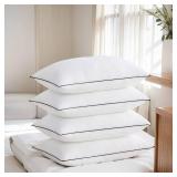 Acanva Bed Pillows King Size Set of 4, Fluffy 3D Down Like Filled, Machine Washable, Soft and Supportive for Side, Back or Stomach Sleepers, White 4 Count - Retail: $44