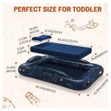 Deeteck Inflatable Toddler Travel Bed Portable Camping Air Mattress with Electric Bumpers Blow Up Toddler Bed with Safe Sides Kids Travel Essentials Set for Vacation Home Outdoor-Starry Sky Blue - Ret
