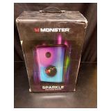 Monster Sparkle Bluetooth Speaker 120W Peak with Microphone, Portable Speaker and Heavy Bass, Full-Screen Colorful Lights, 24H Playtime, AUX, USB Playback, Waterproof Loud Speaker for Outdoor - Retail