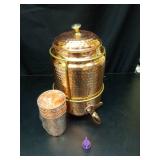 Pure Copper Hammered Water Dispenser Storage Water Tank with Tap and set of 4 Copper Glass | Water Pot | Cooper Water Storage Tank | 6.5 Ltr Capacity | 218 Oz - Retail: $89