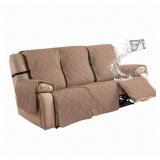 Genina Waterproof Couch Cover for Reclining Couch 3 Seater Non-Slip, Washable Recliner Sofa Covers for 3 Cushion Couch, Furniture Covers Couch Protector for Dogs Pets Kids (Camel, Recliner Sofa) - Ret