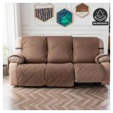 Genina Waterproof Couch Cover for Reclining Couch 3 Seater Non-Slip, Washable Recliner Sofa Covers for 3 Cushion Couch, Furniture Covers Couch Protector for Dogs Pets Kids (Camel, Recliner Sofa) - Ret