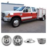 Deebior 4pcs 19.5\" Polished Stainless Steel Dually Wheel Simulators, Nice Lookingâand Durable Bolt On Wheel Cover,8 Lug Hubcaps Fit for Ford 1999-2002 F450/F550 Truck with Installation Tool Kit 