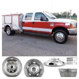 Deebior 4pcs 19.5\" Polished Stainless Steel Dually Wheel Simulators, Nice Lookingâand Durable Bolt On Wheel Cover,8 Lug Hubcaps Fit for Ford 1999-2002 F450/F550 Truck with Installation Tool Kit 