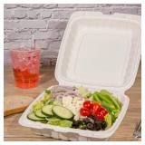 CIAO! 9\"x9\"x3\" MFPP White Hinged Container With Lid 1 Compartment (Case of 150) - Retail: $58