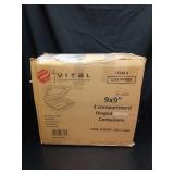 CIAO! 9\"x9\"x3\" MFPP White Hinged Container With Lid 1 Compartment (Case of 150) - Retail: $58