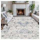 LUMI 8x12 Washable Area Rug for Living Room, Ultra Soft Traditional Rugs Non Slip with Rubber Backing, Low Profile, High Traffic, Stain Resistant Carpets, Ideal for Bedroom, Dining Room, Indoor - Reta