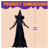 JOYIN Halloween Witch Decorations Outdoor Yard Stakes 3 Pack, 4.2 FT Multicolored Light Up Scary Flying Witch with Sound Activation, for Halloween Graveyard Lawn Yard Garden Decorations - Retail: $80
