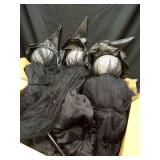 JOYIN Halloween Witch Decorations Outdoor Yard Stakes 3 Pack, 4.2 FT Multicolored Light Up Scary Flying Witch with Sound Activation, for Halloween Graveyard Lawn Yard Garden Decorations - Retail: $80