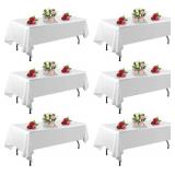 FINDYOU 6 Pack White Table Cloth Rectangle 60 x 126 Inch Tablecloths for 6 Foot Rectangle Tables. Stain and Winkle Resistant Polyester Washable White Table Cloths for Parties Wedding Dining - Retail: 