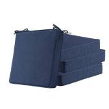 Sunbrella Square Corner Seat Cushions, 18.5\" x 16\" x 3\", Set of 4, Indoor Outdoor Water Repellent Universal Chair Pads with Ties for Patio Furniture, Garden Dining Chairs, Specrtum Indigo - Retail: