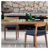 Sunbrella Square Corner Seat Cushions, 18.5\" x 16\" x 3\", Set of 4, Indoor Outdoor Water Repellent Universal Chair Pads with Ties for Patio Furniture, Garden Dining Chairs, Specrtum Indigo - Retail: