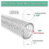 Geowaky 1\"id-10ft PVC Reinforced Tubing Steel Wire Suction Flexible Hose Vinyl Tubing Heavy Duty PVC Vacuum Hose Drain Fuel Oil Gas Water for Marine Bilge Pump Pond Spa - Retail: $25