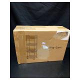 Sywhitta 4-Tier Plastic Rolling Utility Cart with Handle, Multi-Functional Storage Trolley for Office, Living Room, Kitchen, Movable Storage Organizer with Wheels, Black - Retail: $29