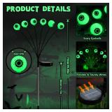 Brizled Solar Halloween Lights, 2 Pack Total 12 LED Green Halloween Eyeball Lights, 2 Modes Outdoor Green Eyeball Light, Swaying Outside Scary Pathway Light Waterproof for Garden Yard Lawn Path Decor 