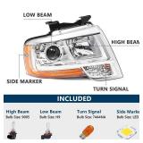 KACHIR Headlight Assembly [Halogen Projector Type] for Ford Expedition 2015 2016 2017 Front Headlamp Chrome Right Passenger Side RH - Retail: $279