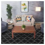 Chicrug Shag Geometric 7x10 Area Rug for Living Room, Large Modern Memory Foam Indoor Carpet, Fluffy Rug for Bedroom Bedside Room Decor for Family Girls Kids Nursery, Black/White - Retail: $80