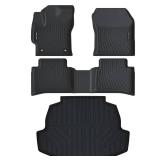 NIKALAIKA Floor Mats & Cargo Liner for 2020 2021 2022 2023 2024 2025 Toyota Corolla/Corolla Hybrid Sedan (Not for Hatchback) All Weather Protection TPE Rubber Full Set Automotive Accessories, Black - 