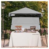 EAGLE PEAK 8x8 Pop Up Canopy Tent, Compact, Portable Slant Leg Instant Sun Shelter for Beach, Sports, & Camping, 8x8 Base 6x6 Top, Light Gray - Retail: $90