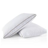 WOLKI Goose Down Feather Pillows, Pillows Standard Size Set of 2, 100% Soft Cotton Cover Bed Pillows, Hotel Pillow for Back, Stomach or Side Sleepers - Retail: $36