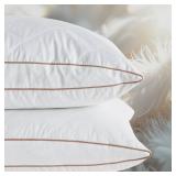 WOLKI Goose Down Feather Pillows, Pillows Standard Size Set of 2, 100% Soft Cotton Cover Bed Pillows, Hotel Pillow for Back, Stomach or Side Sleepers - Retail: $36