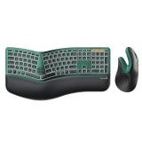 ProtoArc EK01 Plus Backlit Full Size Wireless Ergonomic Keyboard Green and EM11 NL Bluetooth Vertical Mouse Green - Retail: $104